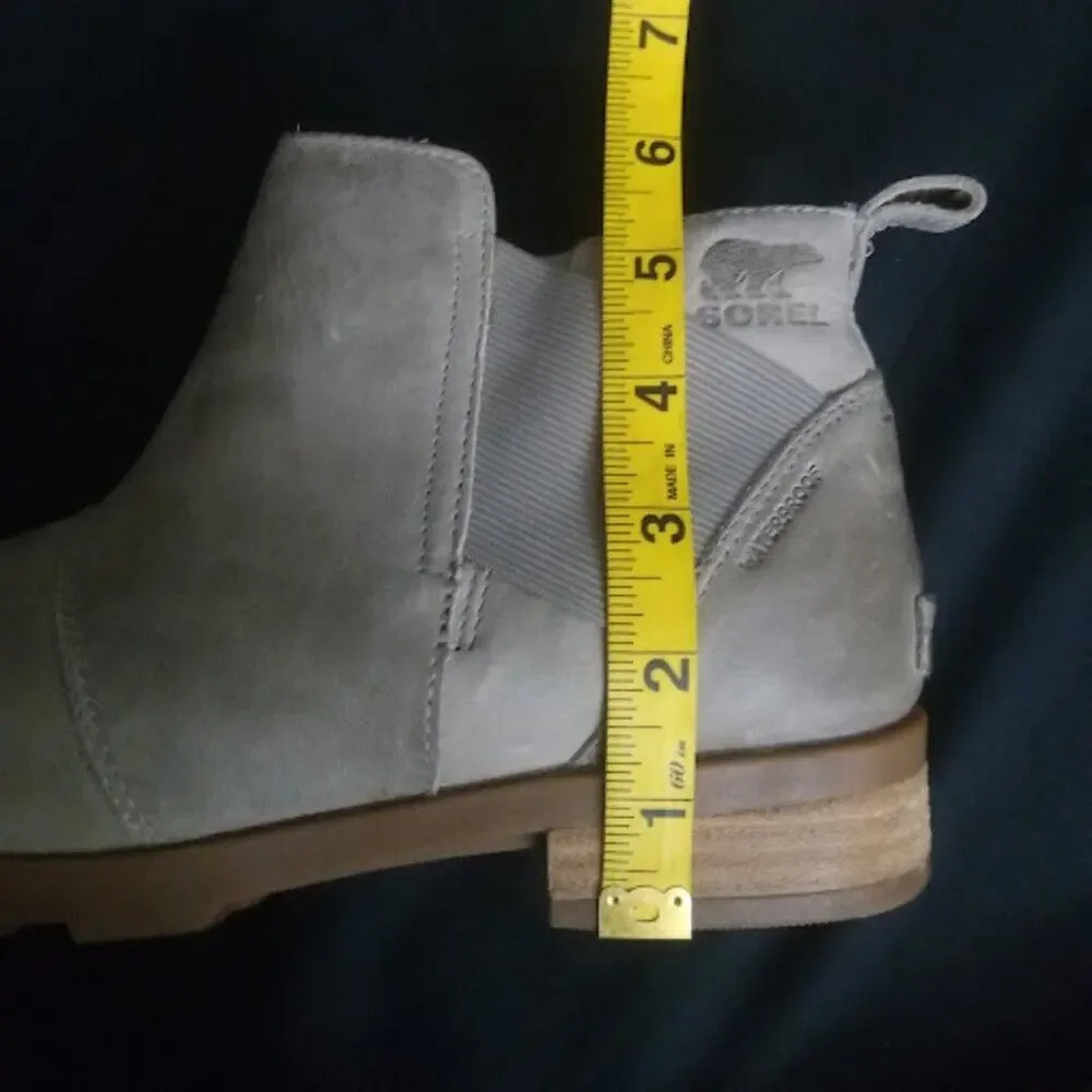 SOREL | Grey Leather Emilie Chelsea Waterproof Ankle Boots Pull-On Booties 10